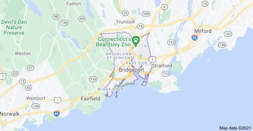 Bridgeport CT map - Fairfield county deck builders